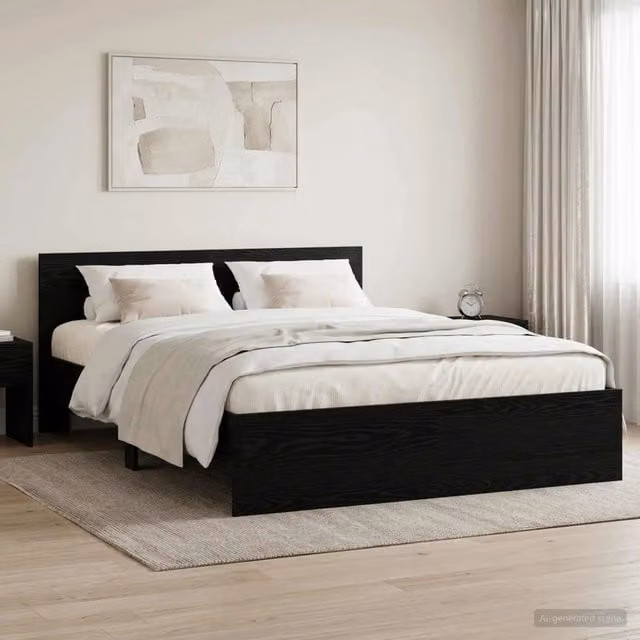 Struttura letto moderna con testata vidaXL in legno nero L/P/H: 203 x 160 x 70 cm