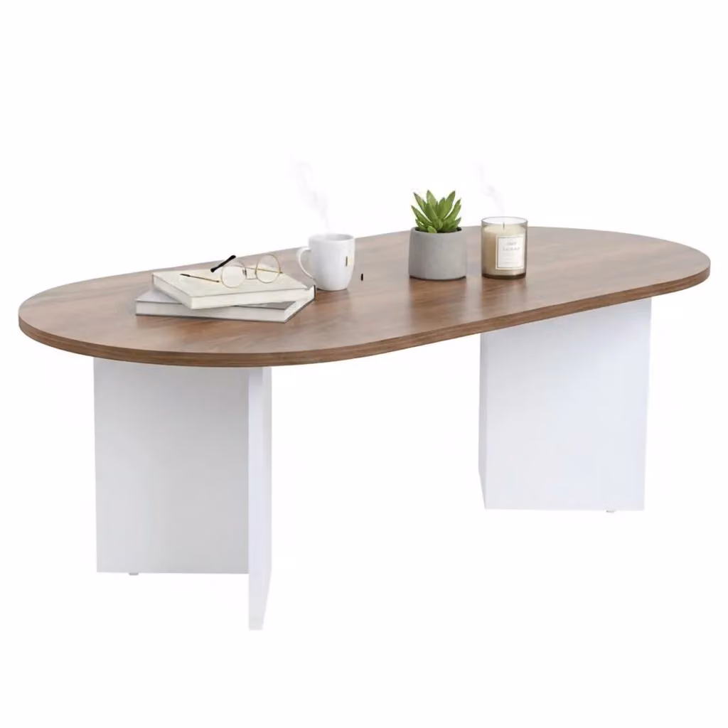 Tavolino da salotto Elain DMORA rettangolare moderno, Noce e Bianco, L: 119 cm, P: 60 cm, H: 40 cm – 2