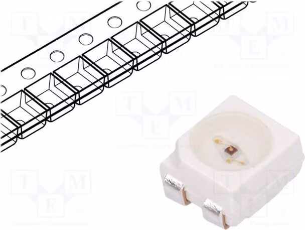 1 LED SMD 3528, PLCC4, di colore blu, con intensità luminosa tra 450 e 1125 mcd, dimensioni 3,5x2,8x1,9 mm, modello H-A401-U45M1, marca LED-Dio