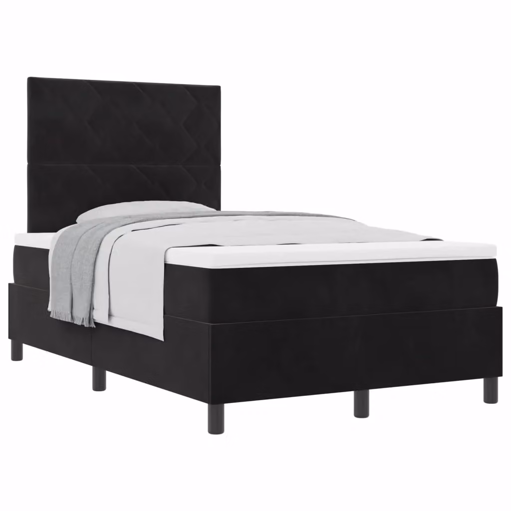 Letto a molle moderno vidaXL con testiera in velluto nero L 120 x P 200 cm – 2