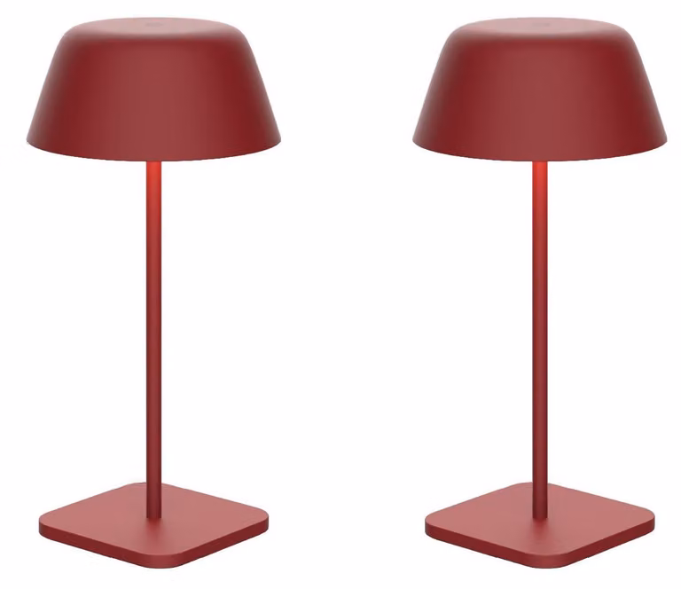 Luxus Europe - Lampada da tavolo Paros - Set da 2 pezzi, colore bordeaux - Lampada da tavolo senza fili, adatta per interni ed esterni – Ricaricabile