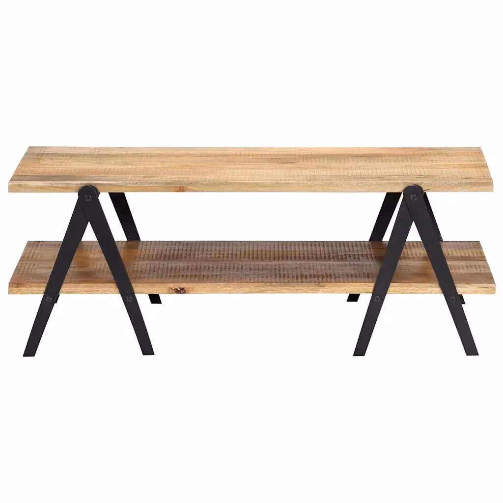 Tavolino da salotto rettangolare vidaXL in legno di mango e metallo marrone L/P/H: 115 x 60 x 40 cm – 2