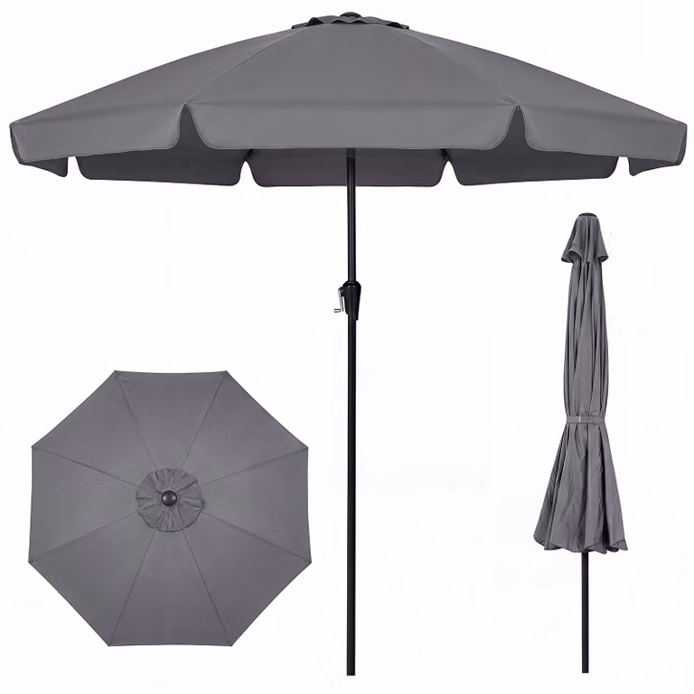 Ombrellone COSTWAY da 300 cm, ombrellone da giardino con balza, manovella e 8 stecche in fibra di vetro, ombrellone da balcone inclinabile di 30° su entrambi i lati, ombrellone da terrazza, ombrellone da mercato