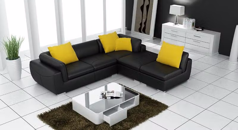 Ledersofa L-Form Couch Wohnlandschaft Ecksofa Garnitur Design Modern Sofa Möbel