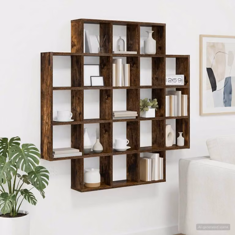 Scaffale da parete vidaXL in legno MDF, colore marrone, L 100 cm x P 13 cm x H 100 cm
