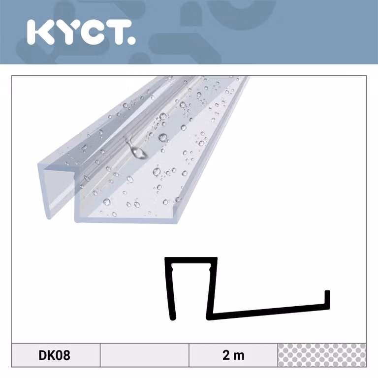 Guarnizione per doccia 6-7 mm, vetro 10 x 2 m – Guarnizione di ricambio in PVC per porta doccia, guarnizione per cabina doccia DK08
