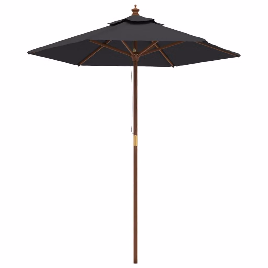 Ombrellone da Giardino con Palo in Legno Nero 196x231 cm