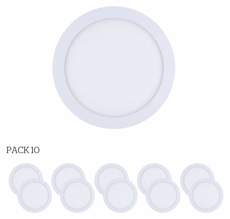 Easy Circular: 10 faretti a LED integrato, temperatura di colore 3000K, per illuminazione direzionale, con interruttore on/off, diametro 30 cm, colore bianco