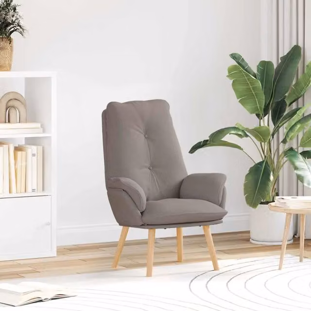 Poltrona Lounge Moderna in Poliestere e Legno con Braccioli, Disponibile in Beige o Grigio