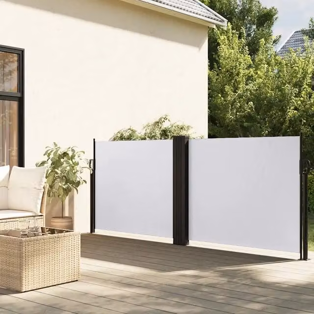 Tenda da Sole Laterale Retrattile-Tenda parasole per balcone per giardino Bianca 120x1200 cm