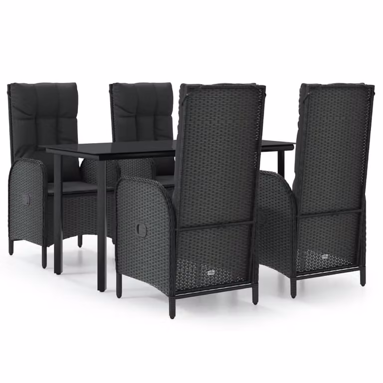 vidaXL set da pranzo da giardino a 5 pezzi con cuscini in rattan nero