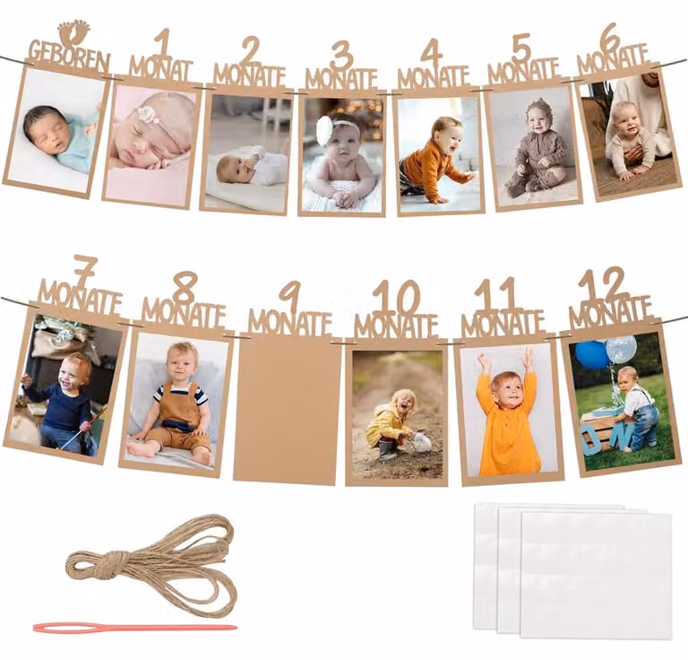 Strisce decorative in carta kraft per celebrare i primi 12 mesi
