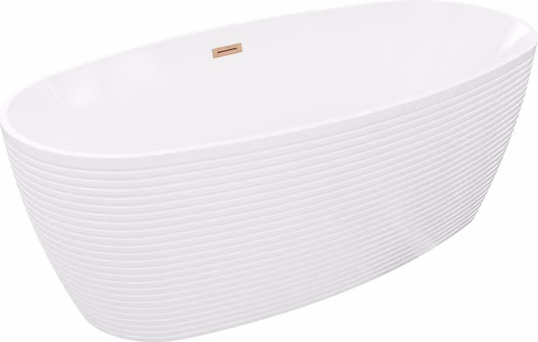 Mexen Lira vasca da bagno indipendente modello 170 x 80 cm, bianca, troppopieno rame spazzolato - 52831708000-65