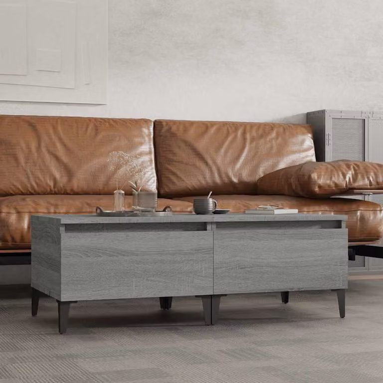 Set di 2 tavolini vidaXL in stile industriale, colore grigio, in legno e metallo, L/P/H: 50 x 46 x 35 cm