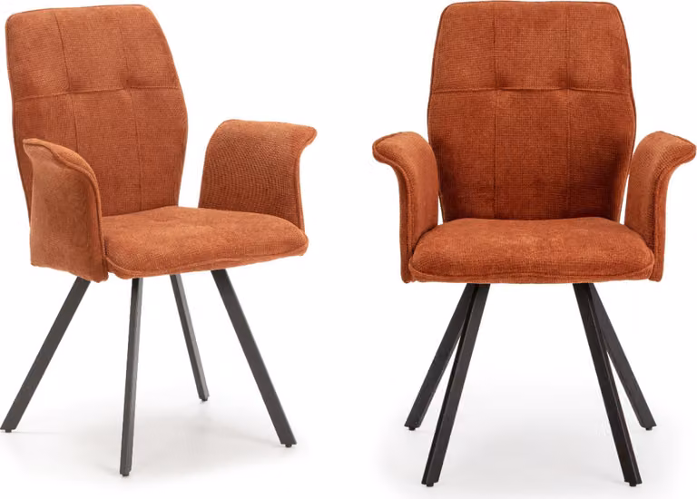 Calicosy - Set di 2 poltrone in tessuto con gambe in metallo nero L62 cm - MERY