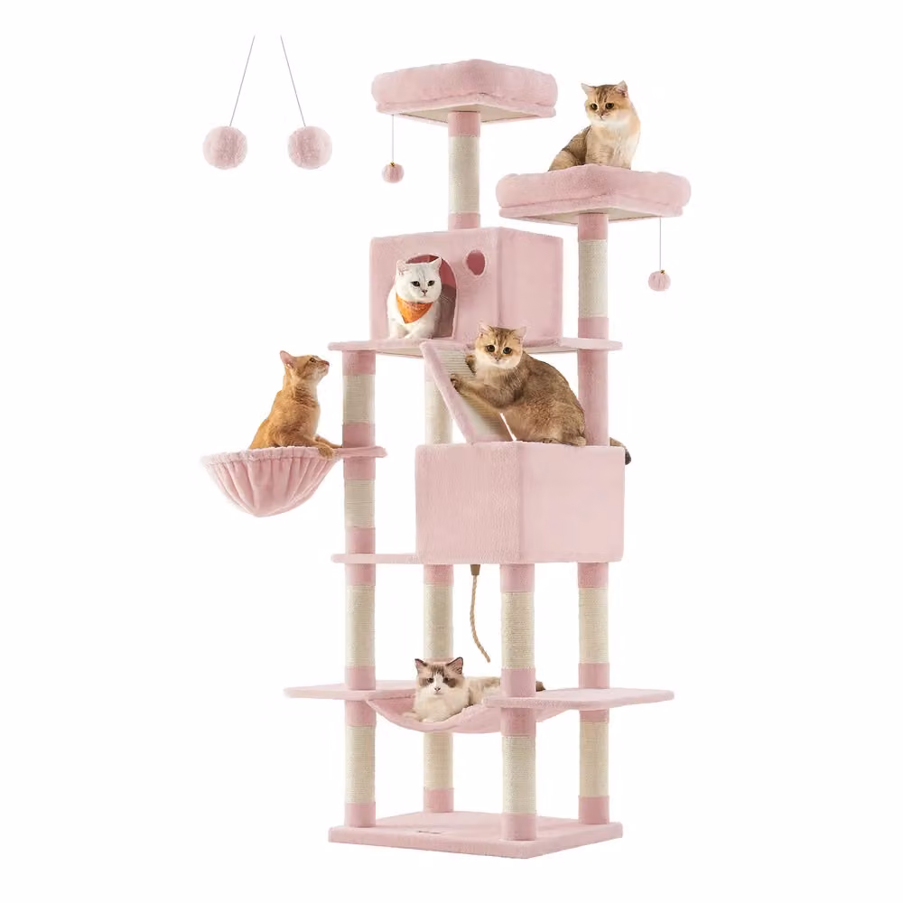 Tiragraffi a Più Livelli 168 cm Grigio Chiaro | FEANDREA, Rosa Gelatina / XXL (60 x 50 x 206 cm)