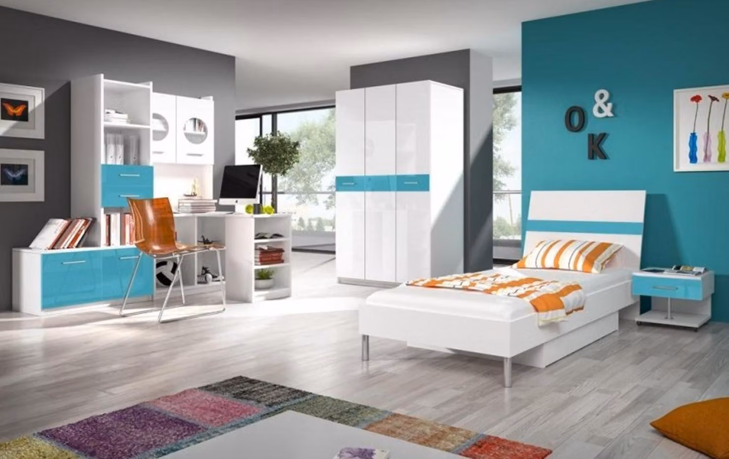 Schreibtisch Hochglanz Weiß Tisch Kinderzimmer Jugendzimmer Möbel Tische