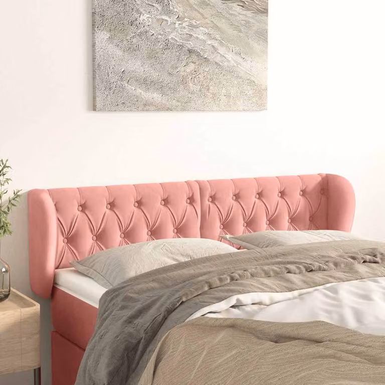 Testiera ad orecchio vidaXL in velluto rosa L: 147 cm, P: 23 cm, H: 78-88 cm