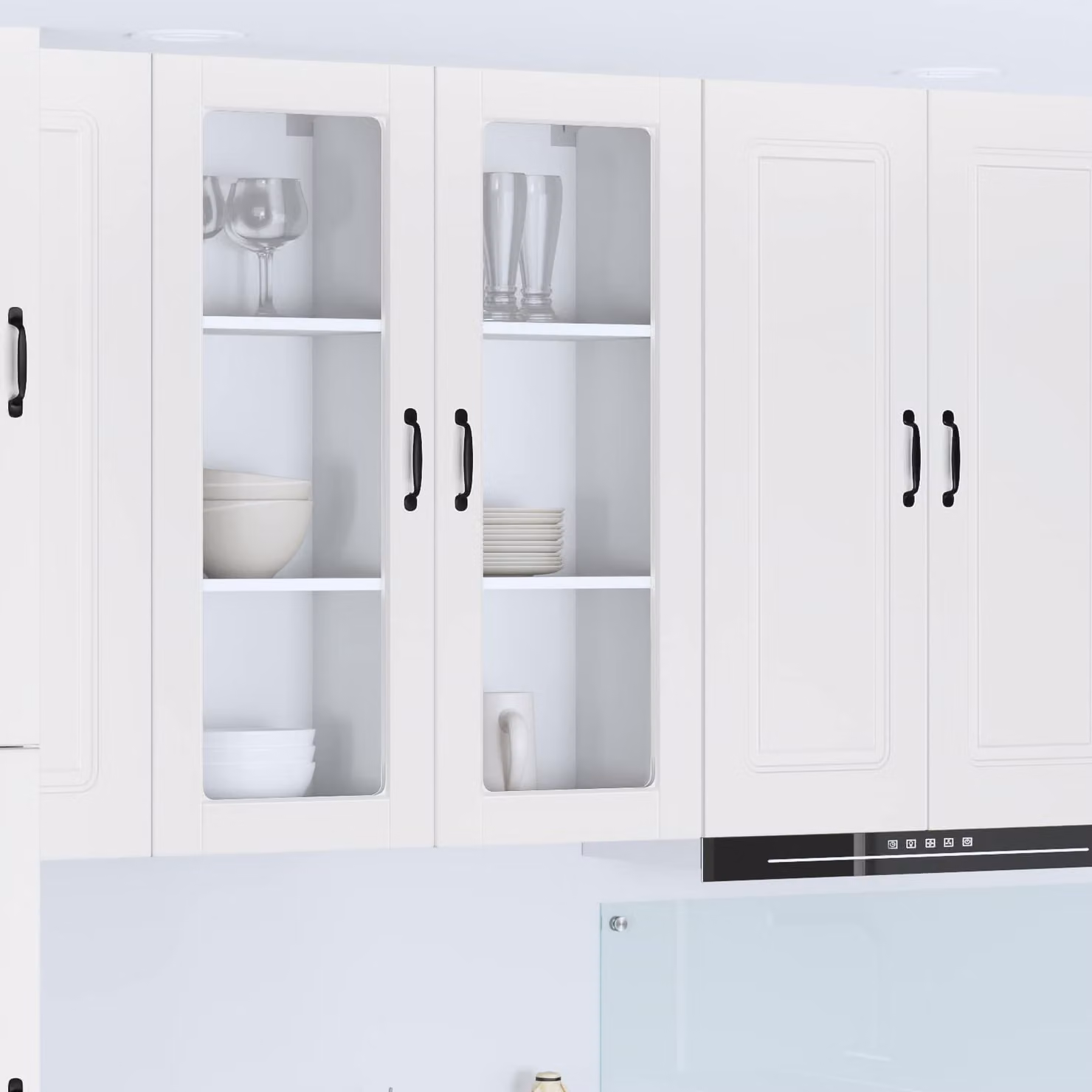 Mobile da parete PORTO vidaXL in MDF e vetro, Bianco, L 40 cm x P 31 cm x H 100 cm