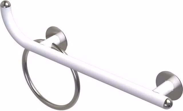 Maniglia per bagni per disabili Goman in acciaio inox bianco opaco, montaggio a parete, angolata