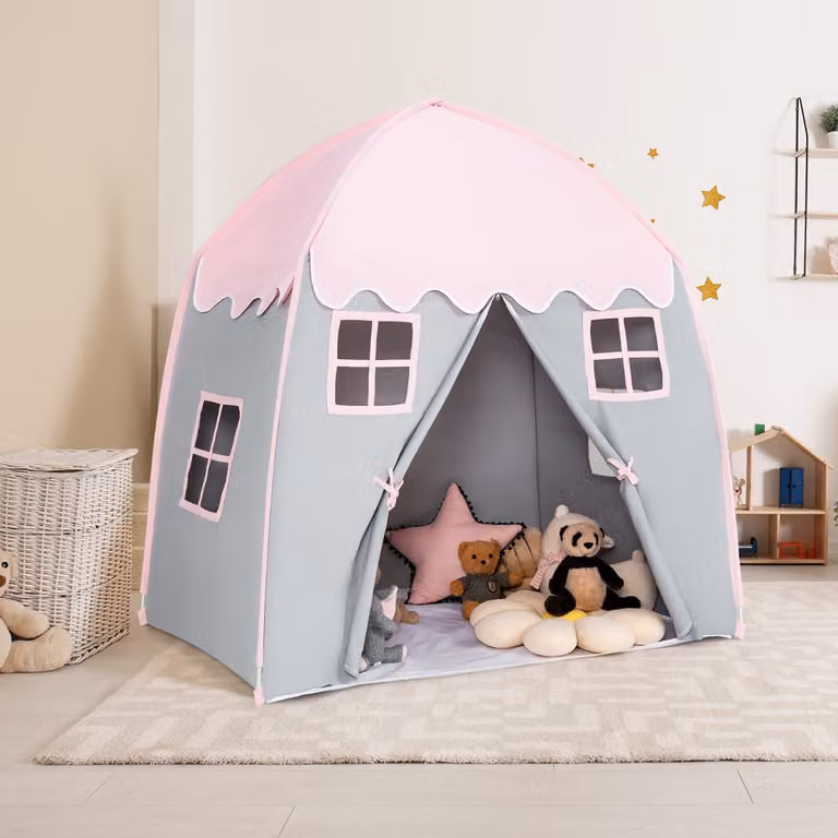 Tenda da gioco per bambini Costway modello principessa con borsa di trasporto e tappetino antiscivolo, Rosa