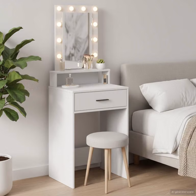 vidaXL Tavolo da Trucco Moderno Bianco in MDF L: 50 cm, P: 41 cm, H: 140 cm