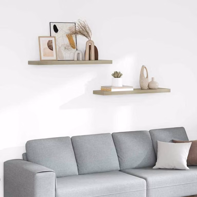 Set di 2 Scaffali a Parete vidaXL in MDF Rovere, L 90 x P 23,5 x H 3,8 cm
