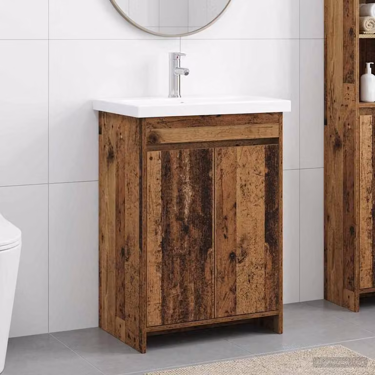 Set di mobili per il bagno moderno vidaXL in legno marrone L: 81 cm, P: 40 cm, H: 84,5 cm