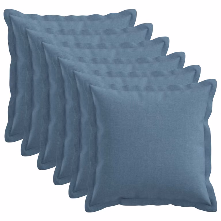 Set di 6 federe vidaXL HOUTEN blu jeans, L/P: 45 x 45 cm, in poliestere