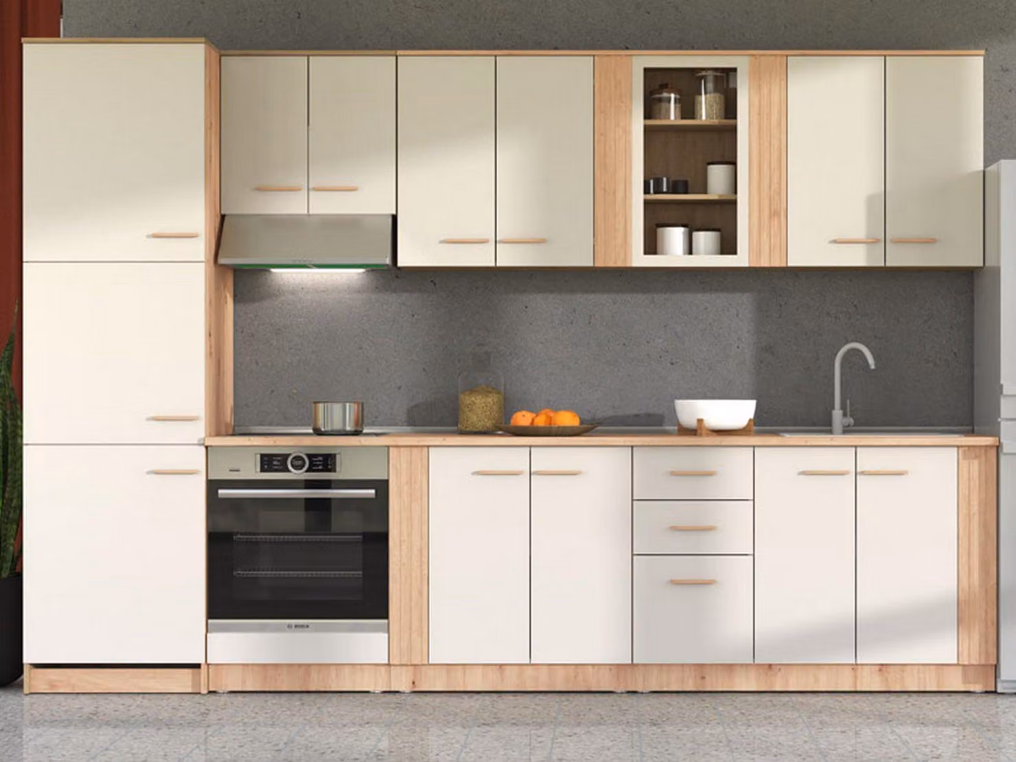 Dmora Dispensa da Cucina Saracena 60x57x82h cm Beige, un Cassetto 2 Ripiani