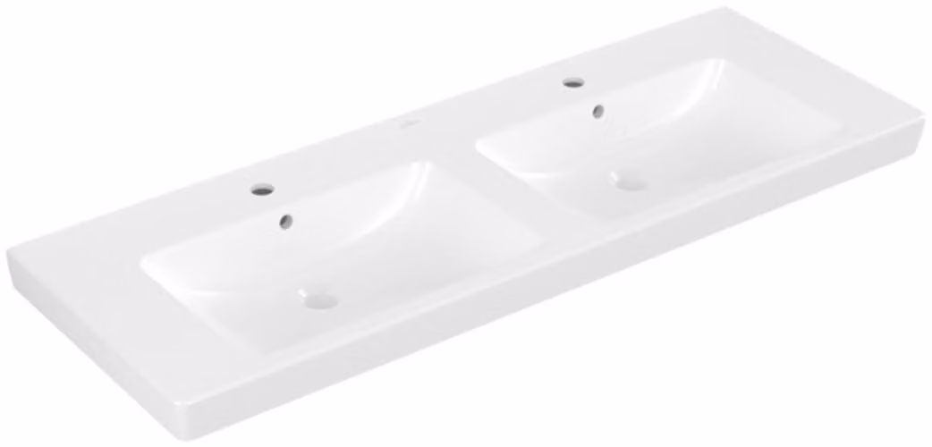 Villeroy & Boch Subway 2.0 lavabo double armoire, avec trop-plein, 2 trous pour robinet, 1300x470mm, 7175D0R1, 7175D0R1