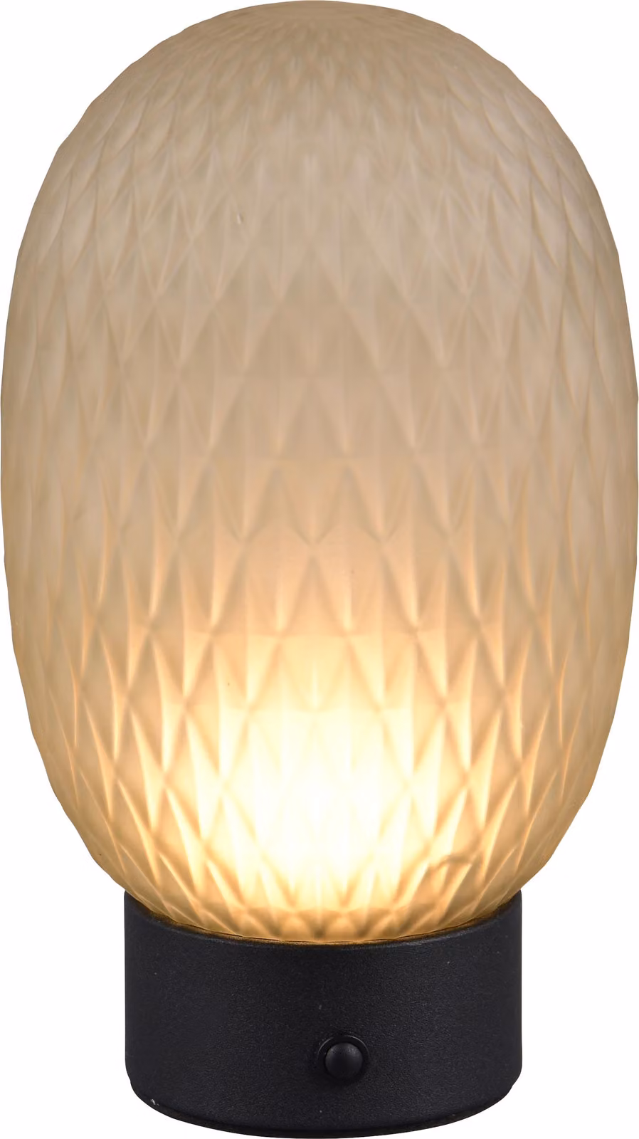 Lampada da tavolo a LED, vetro, comando touch, batteria ricaricabile, altezza 20,5 cm