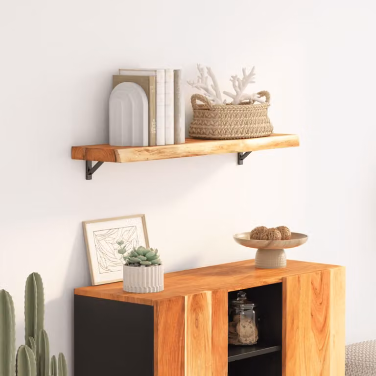 vidaXL Mensola a Muro Rettangolare in Legno di Acacia Marrone con Bordi Vivi L: 70 cm, P: 30 cm, H: 2,5 cm