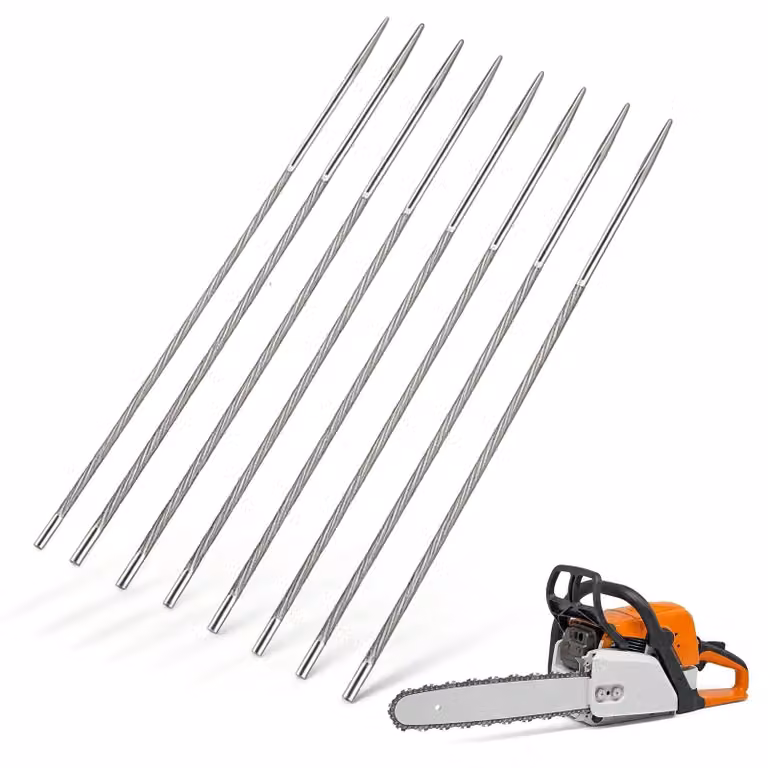 Set di lime a catena, 8 pezzi, 4 mm, lime rotonde, acciaio, 245 mm