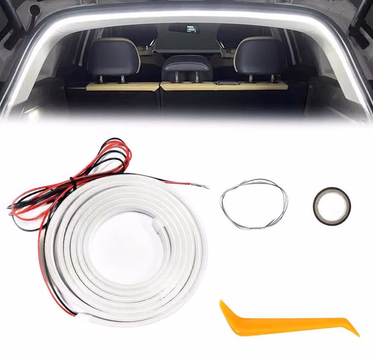 Striscia LED per vano bagagli, 4 metri, bianca, con interruttore automatico, compatibile con la maggior parte dei veicoli