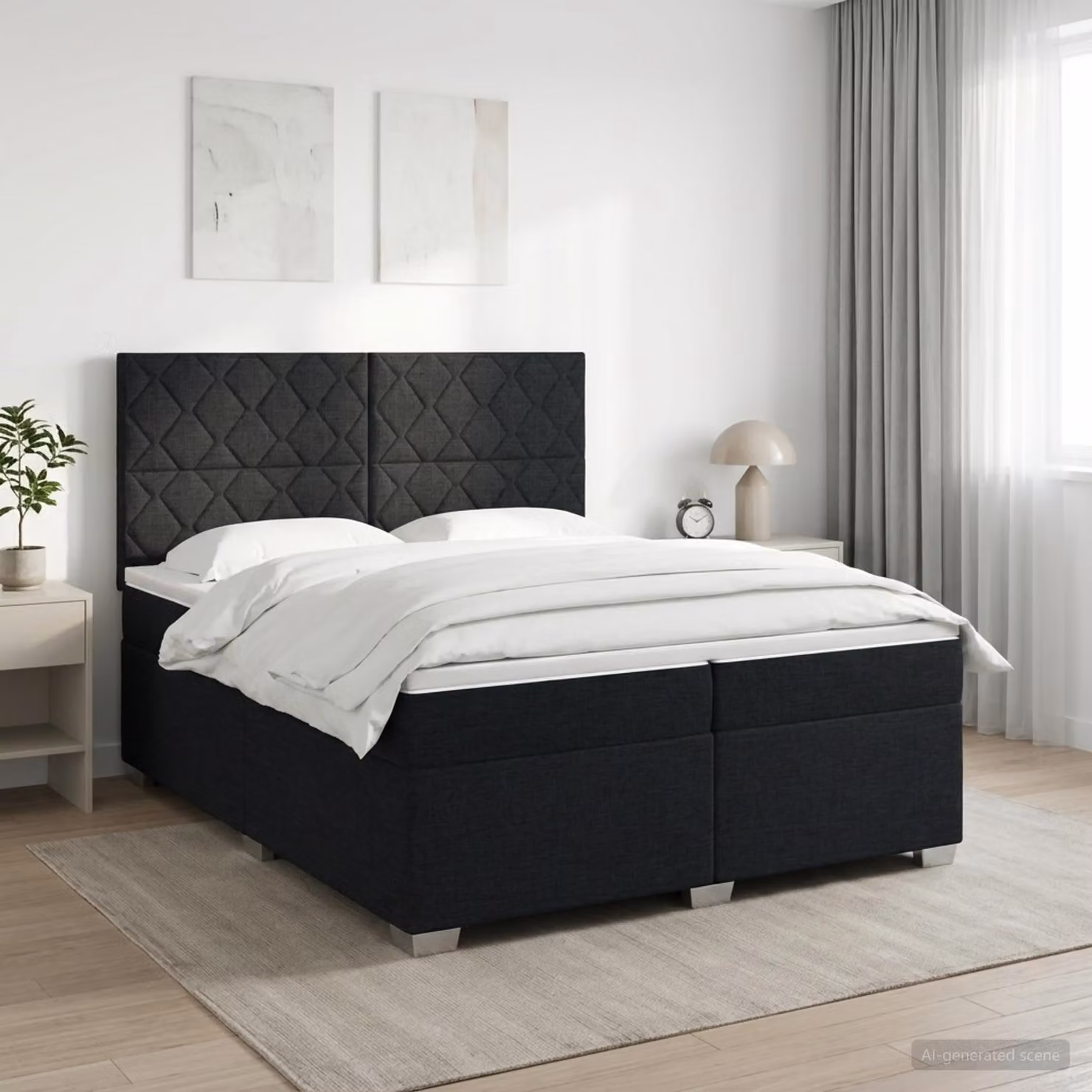 Maison Exclusive - Letto boxspring con materasso nero 200 x 200 cm Tessuto