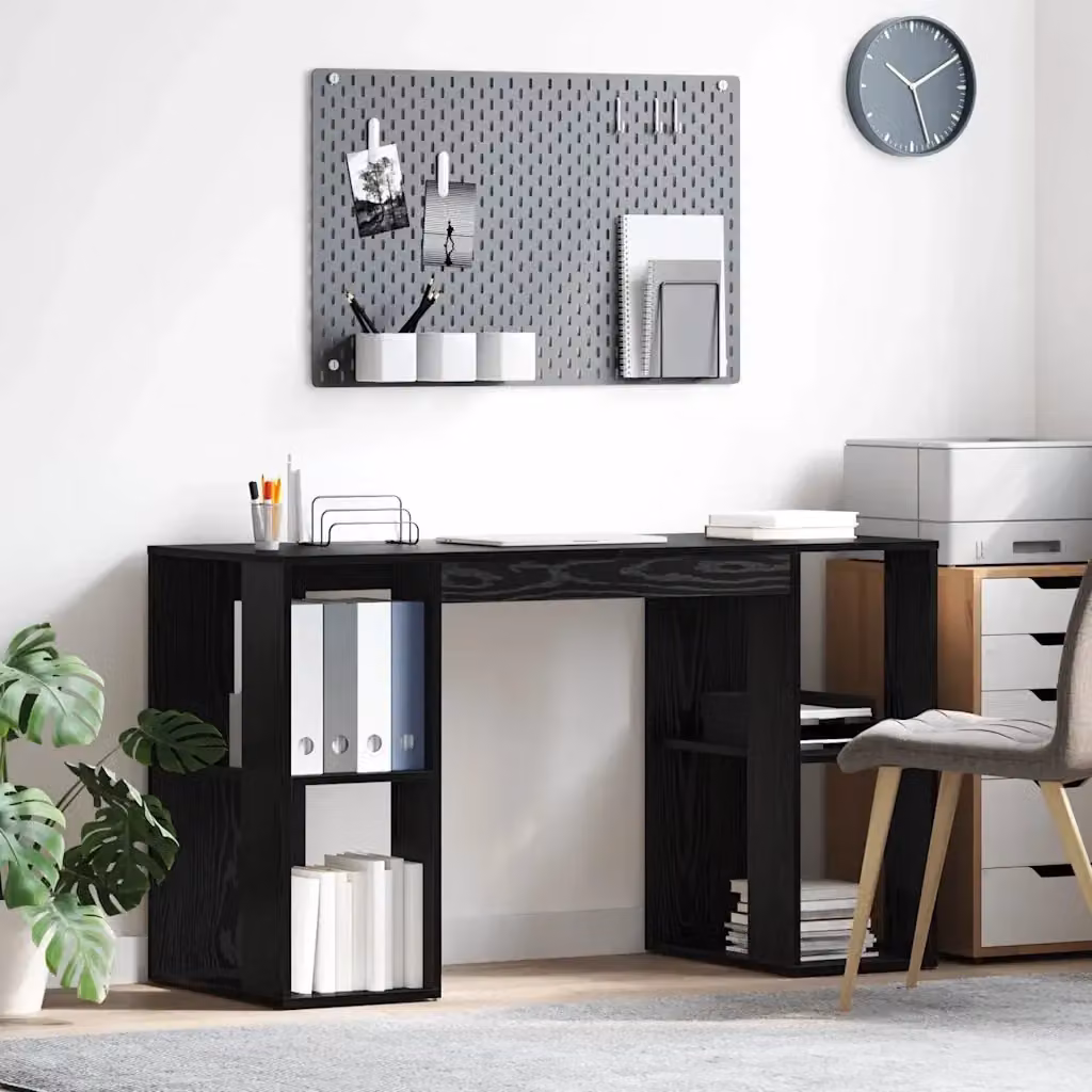 Scrivania moderna Design In in legno rovere nero e marrone, L 130 x P 50.5 x H 75 cm – 2