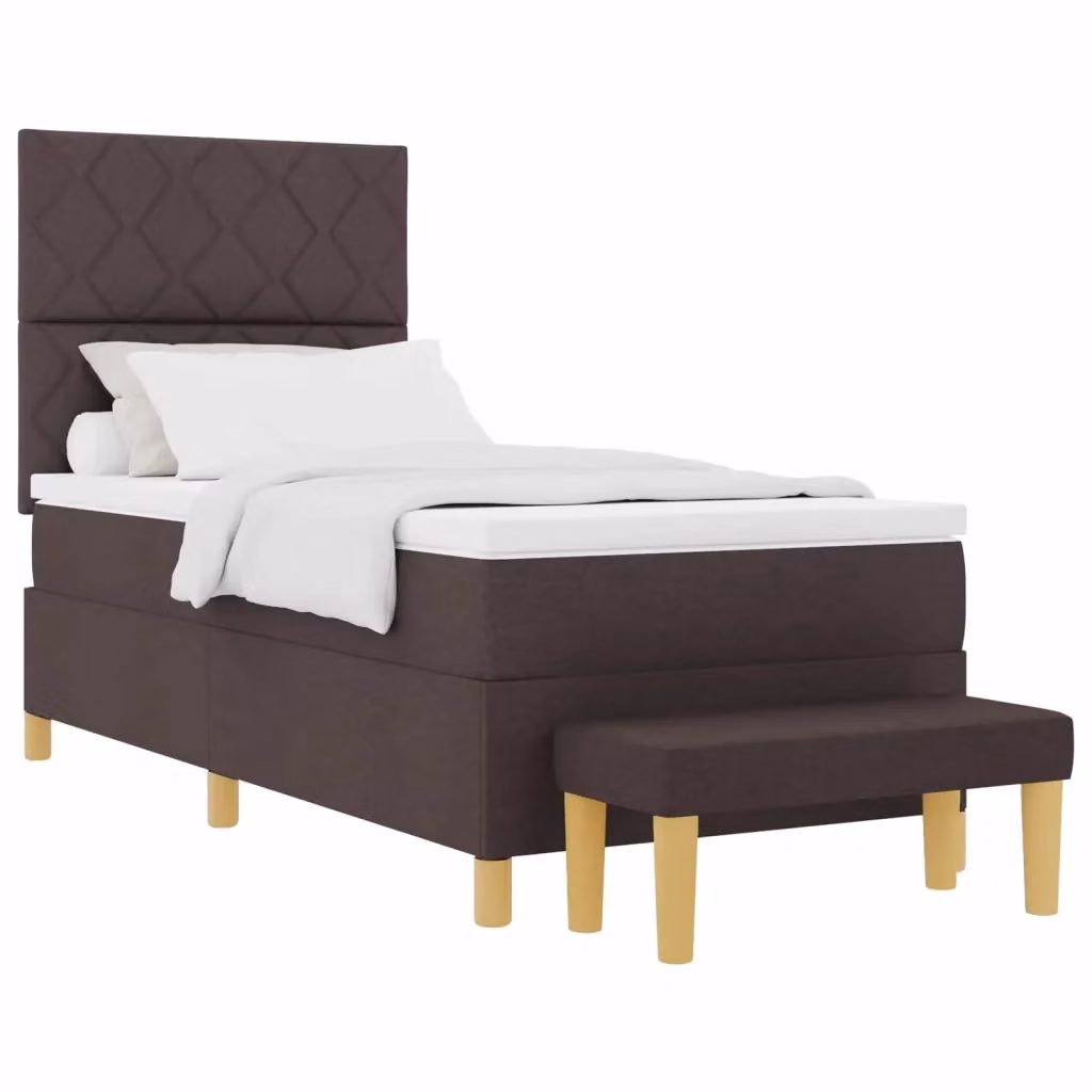 Letto a molle con materasso vidaXL Marrone, L 100 x P 200 x H 203 cm, in tessuto e legno – 2