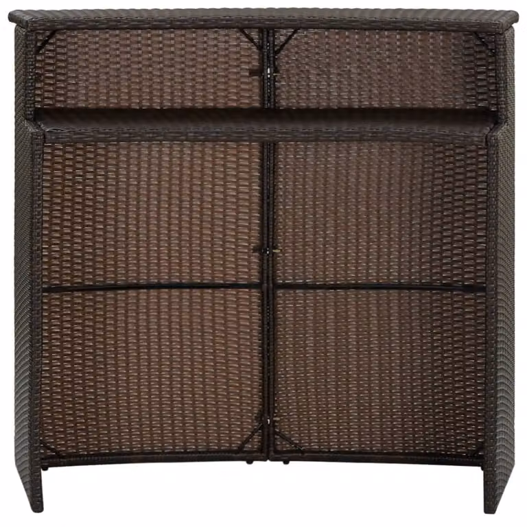 Tavolo da Bar per Esterni Marrone 120x55x110 cm in Polyrattan