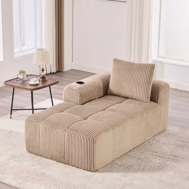 Poltrona relax in tessuto ¨C Minimal ¨C con cuscini, tasche portaoggetti, portabibite integrato, senza montaggio