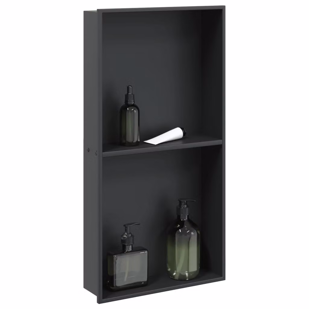 Nicchia per doccia incassata vidaXL in acciaio inox nero opaco L 62 x P 32 x H 9 cm