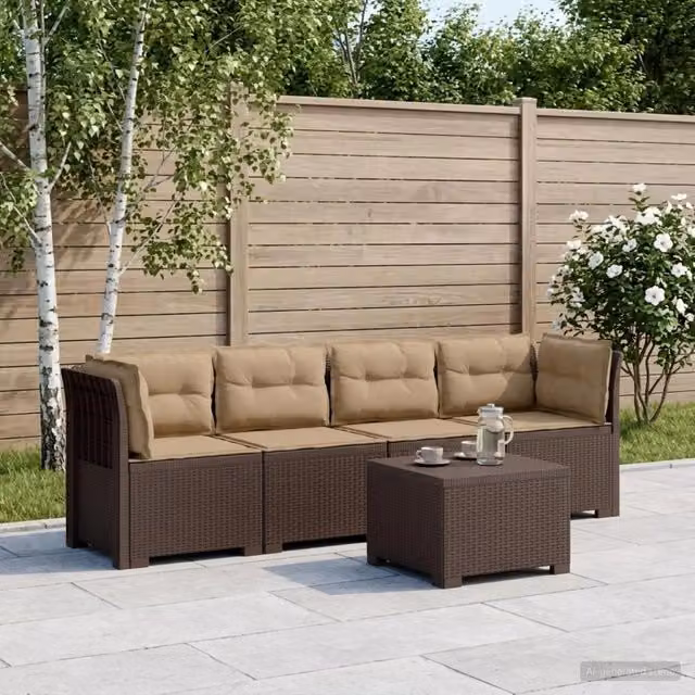 Divano da Giardino a 4 Posti con Cuscini in Stile Rattan PP 3443876