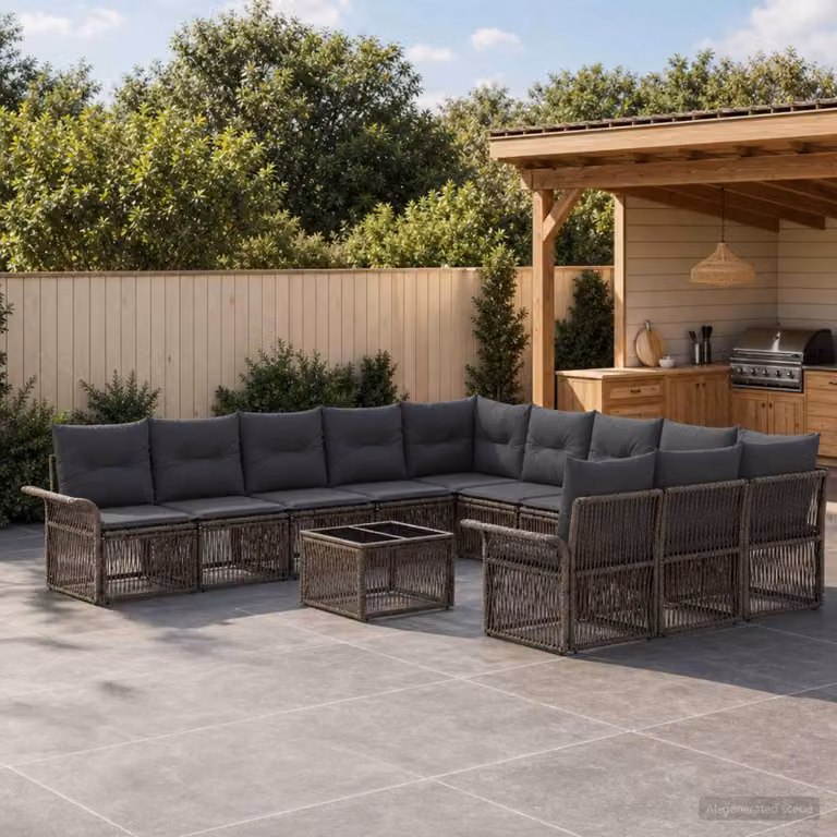 Maison Exclusive - Set di divani da giardino, 12 pezzi, grigio, in rattan sintetico