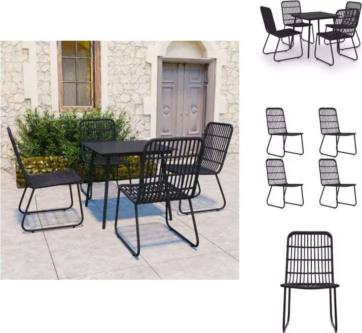 vidaXL Set da pranzo da giardino 5 pezzi in rattan e vetro - Set di mobili da giardino