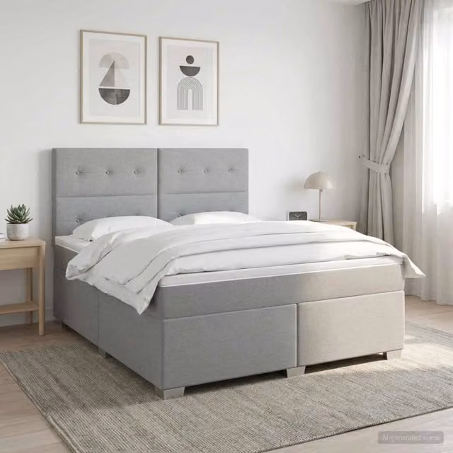 Letto box spring con materasso vidaXL Grigio Chiaro e Bianco L/P: 140 x 200 cm