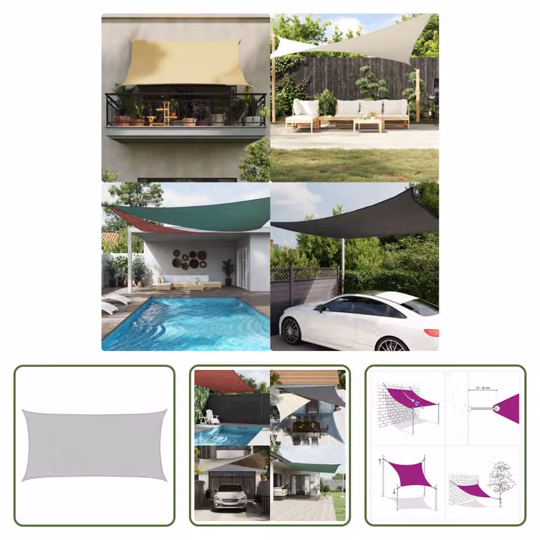 The Living Store Tenda da sole grigio chiaro 6x3 m 100% poliestere Oxford