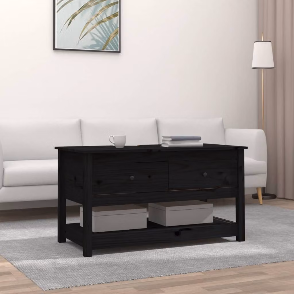 Maison Exclusive - Tavolino nero 102x49x55 cm in legno massello di pino