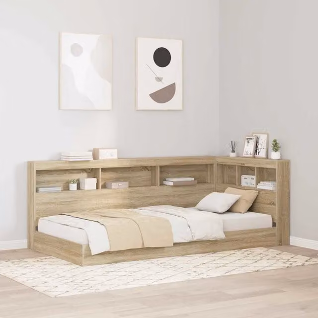 Testata del letto con mensola integrata e porta USB vidaXL, marrone, L 200 x H 97,5 x P 16,2 cm