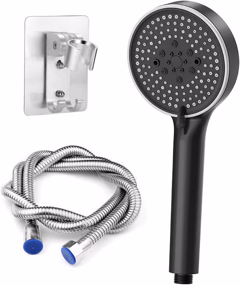 Doccia - Doccia con flessibile - Doccia a mano ad alta pressione - 5 tipi di getto - Sottovuoto per il risparmio idrico - Doccia per vasche da bagno