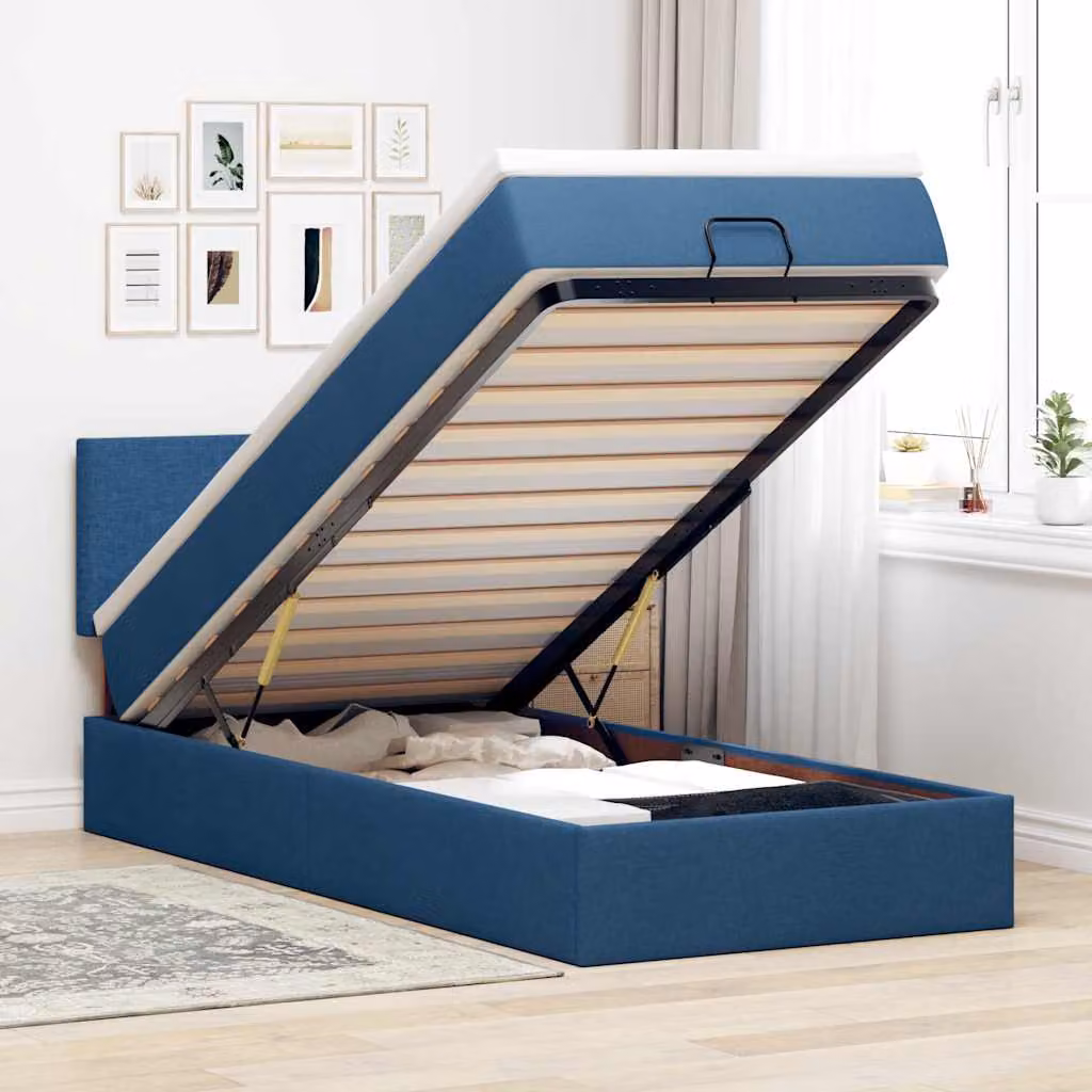 vidaXL Pouf Letto Moderno con Materasso, Illuminazione LED Sotto il Letto e Porta USB, L/P/H: 90 x 200 x 88 cm – 1
